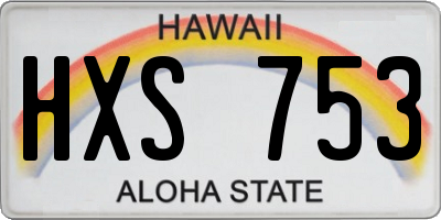 HI license plate HXS753
