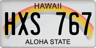 HI license plate HXS767