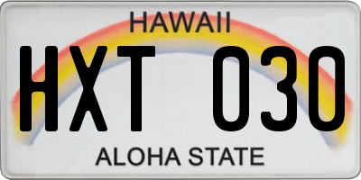 HI license plate HXT030