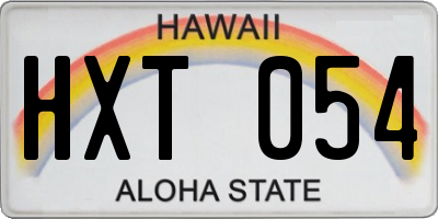 HI license plate HXT054