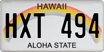 HI license plate HXT494