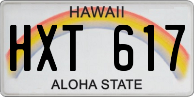 HI license plate HXT617