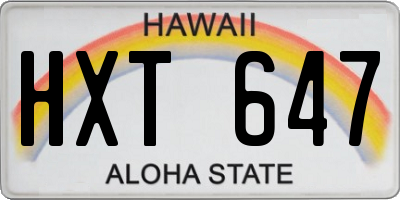 HI license plate HXT647