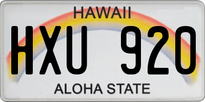HI license plate HXU920
