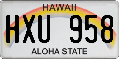 HI license plate HXU958