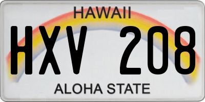 HI license plate HXV208