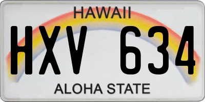 HI license plate HXV634