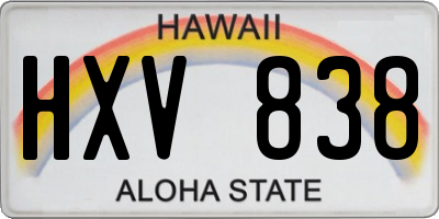 HI license plate HXV838