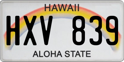 HI license plate HXV839
