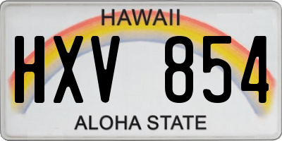 HI license plate HXV854