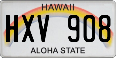 HI license plate HXV908