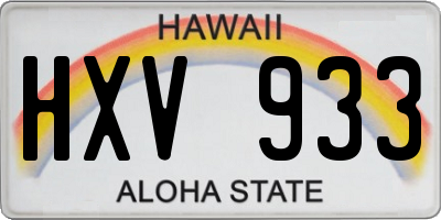 HI license plate HXV933