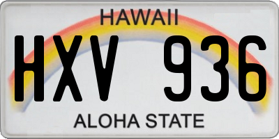 HI license plate HXV936