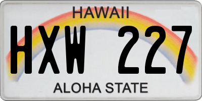 HI license plate HXW227