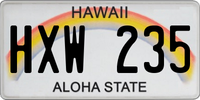 HI license plate HXW235