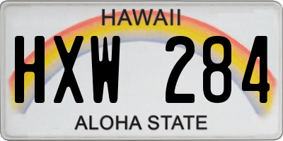 HI license plate HXW284