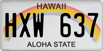 HI license plate HXW637