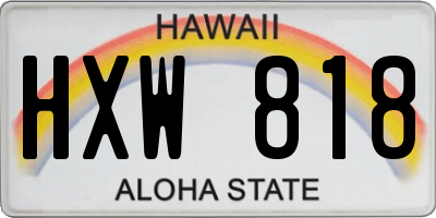 HI license plate HXW818