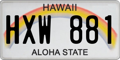 HI license plate HXW881