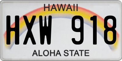 HI license plate HXW918