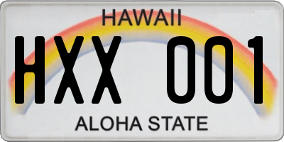 HI license plate HXX001