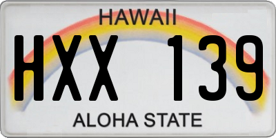 HI license plate HXX139