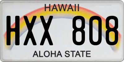 HI license plate HXX808