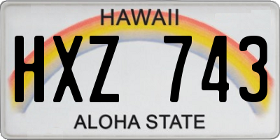 HI license plate HXZ743