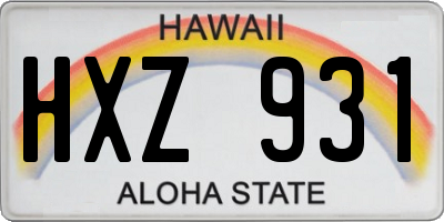 HI license plate HXZ931
