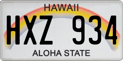 HI license plate HXZ934