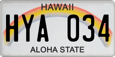 HI license plate HYA034