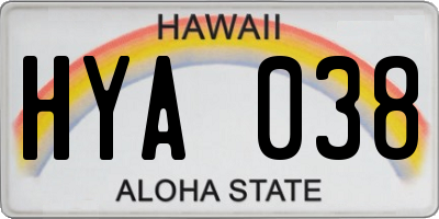 HI license plate HYA038