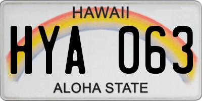 HI license plate HYA063