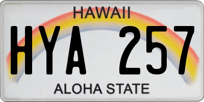 HI license plate HYA257