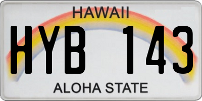 HI license plate HYB143