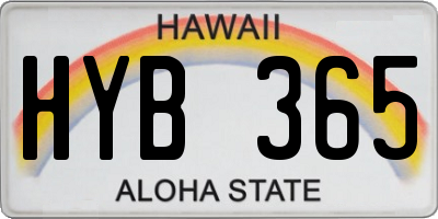 HI license plate HYB365