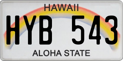 HI license plate HYB543