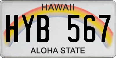 HI license plate HYB567