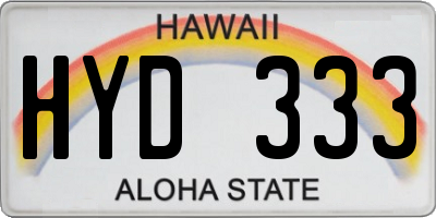 HI license plate HYD333