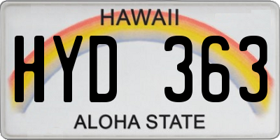 HI license plate HYD363