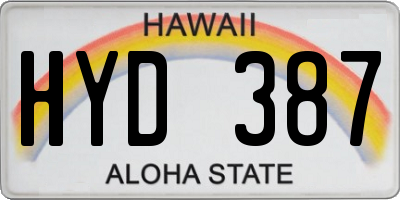 HI license plate HYD387