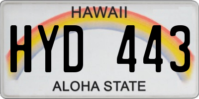 HI license plate HYD443