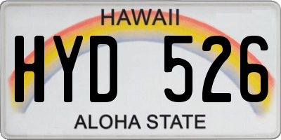 HI license plate HYD526