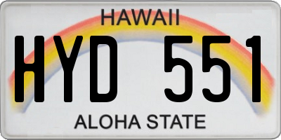 HI license plate HYD551