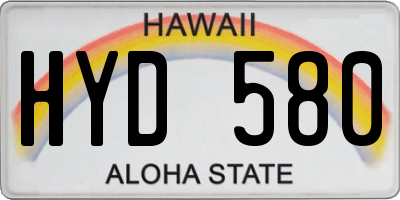 HI license plate HYD580
