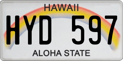 HI license plate HYD597
