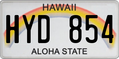 HI license plate HYD854