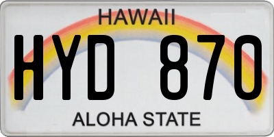 HI license plate HYD870