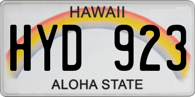 HI license plate HYD923
