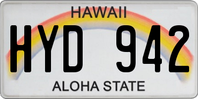 HI license plate HYD942